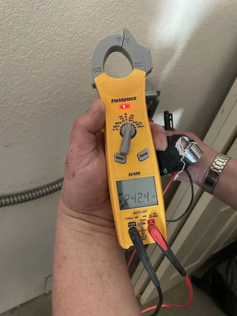 Voltage testing with clamp meter during Generator Installation in Dillonvale